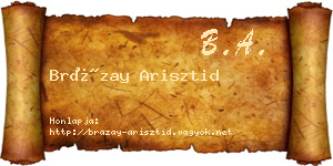 Brázay Arisztid névjegykártya